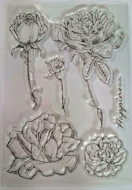 5 Rose Clear Silicone Stamp Card Making Scrapbooking Journal Notebook Diary Art