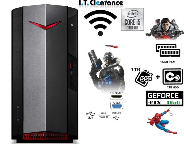 Acer Nitro N50-610 Gaming PC Core i7-10700 16GB 256 SSD+2TB SATA GTX1070 8 WIN11