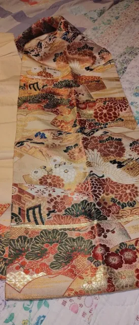 Lovely! Antique Vintage Showa Taisho Japanese Silk Nagoya Obi for Kimono