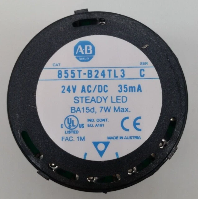 Allen Bradley 855T-B24TL3 24V AC/DC Green Stack Light