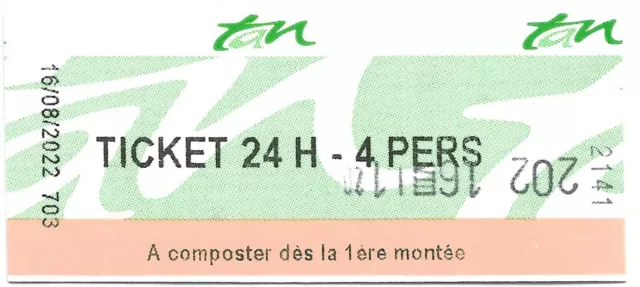 Ticket de bus tramway navibus 24 h - 4 personnes Tan Nantes 2022