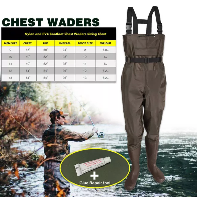 Waterproof Fishing Waders with Wading Belt and Thickened Boots Bootfoot Waders