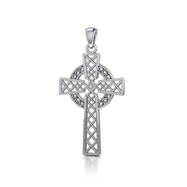 Celtic Knotwork Cross .925 Sterling Silver Pendant by Peter Stone Modern Light