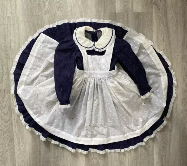 Western Prairie Dress Costume Holly Hobbie Toddler Dress w/ Apron 18-24 Mos.