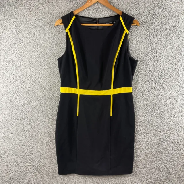 Portmans Womens Dress 14 Black Pencil Short Sleeveless Zip Lined Work Corporate