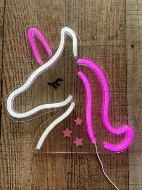 EUC Pink and White Unicorn Neon LED Wall Light