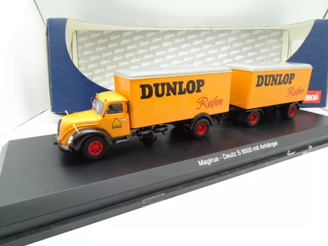 Schuco 1/43 - Magirus Deutz S 6500 With Trailer Tires Dunlop