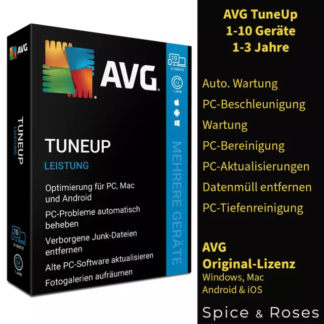 AVG TuneUp 2024 (1-10 Geräte / 1-3 Jahre) ESD Lizenz Vollversion / Key Download