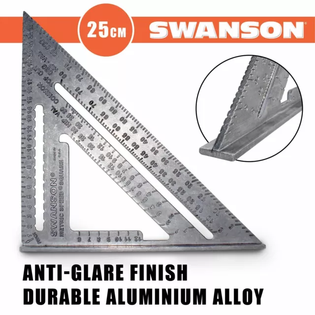 Swanson NA202 Metric Speed Square - 25cm Carpentry Roofing Rafter Angle