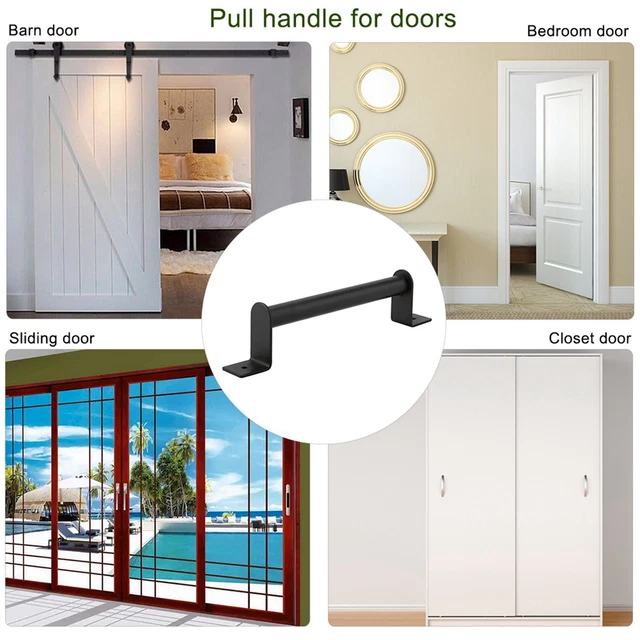 Black Heavy Duty Carbon Steel Pull Handle For Sliding Barn Door Closet Wooden LH