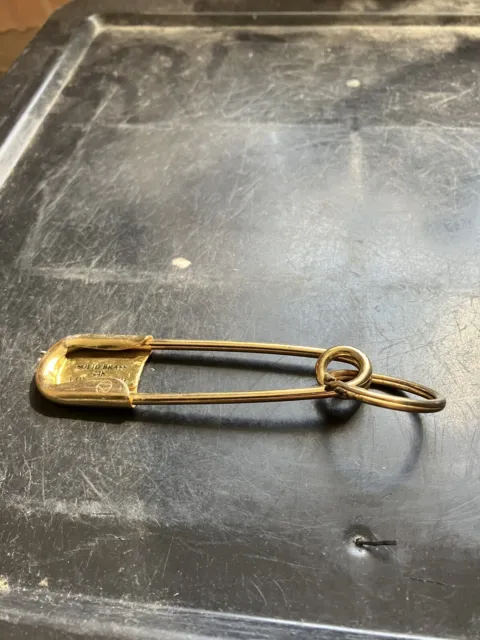 Solid Brass 24 Ct Plated Safely Pin Key Ring