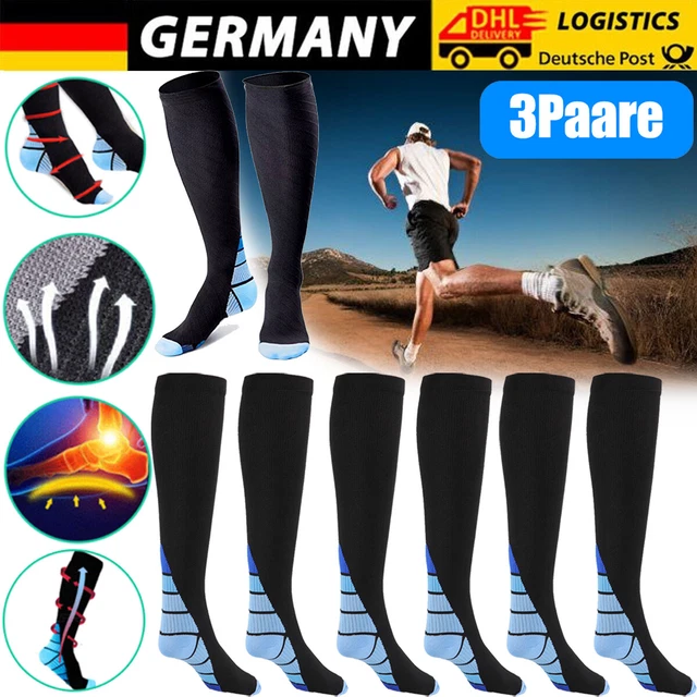 3 Paar Stützstrümpfe Kompressionsstrümpfe Laufsocken Kniestrümpfe Herren Damen