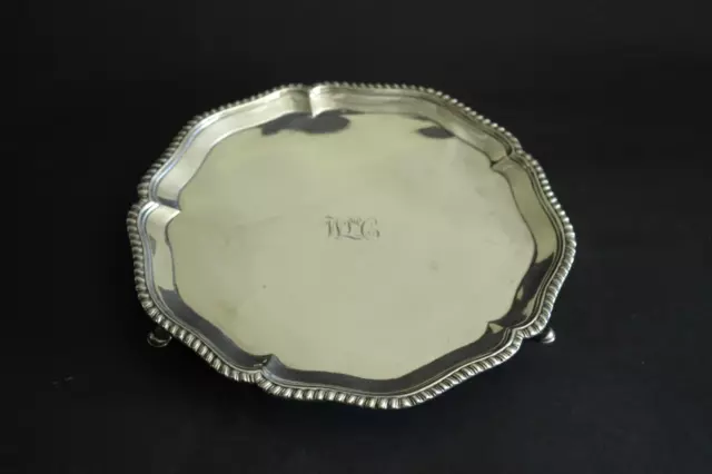 Scottish Georgian Sterling Silver Tray Salver Footed Edinburgh 1776