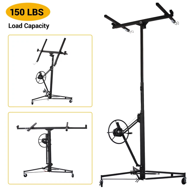 16' Drywall Lift Panel Hoist Sheetrock Plasterboard Jack Lifter Rolling Tool US