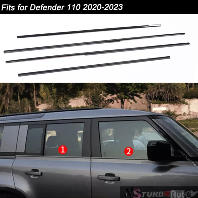 4pcs Black Fits for Defender 110 2020-2024 Window Frame Trim Moulding Sill Cover