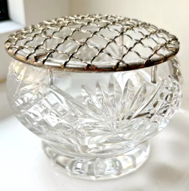 Tutbury Crystal Rose Bowl Small 4" with Wire Frog - Lead Crystal