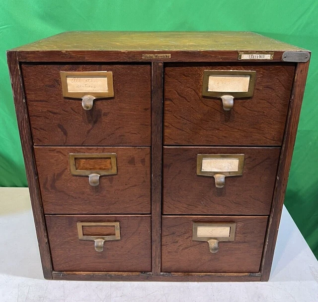 VINTAGE RARE GLOBE Wernicke 6 DRAWER Tiger OAK U.S Post Office Card