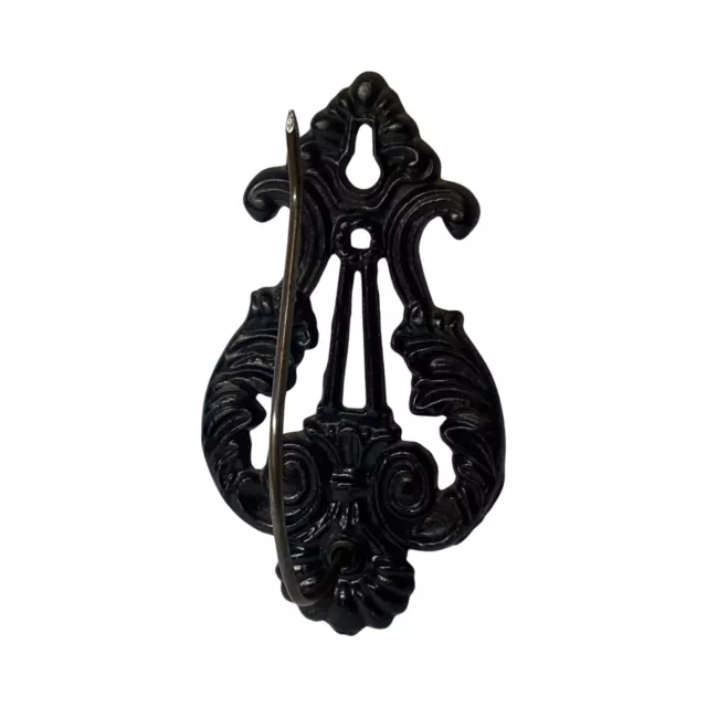 Vintage Antique Victorian Black Cast Iron Wall Receipt Holder Note Nail Hook 3