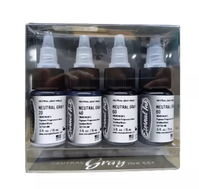 Neutral Gray Set Opaque Tattoo Inks 1/2 oz 15 ml Shading Covering by ETERNAL USA