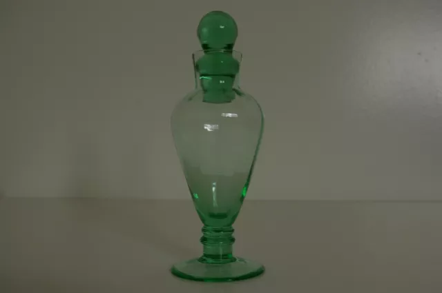 Depression Glass Cruet Bottle Green (1) With Stopper Hand Blown