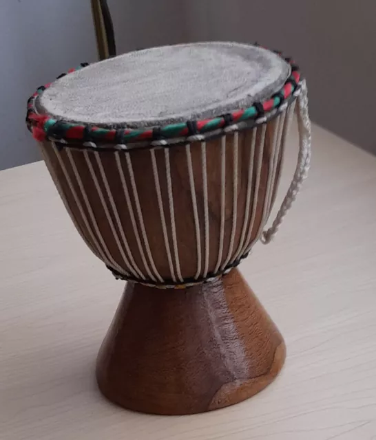 Djembe Bongo Drum Hand Made Vintage African Wooden  tall - 13 cm diameter- 11 cm