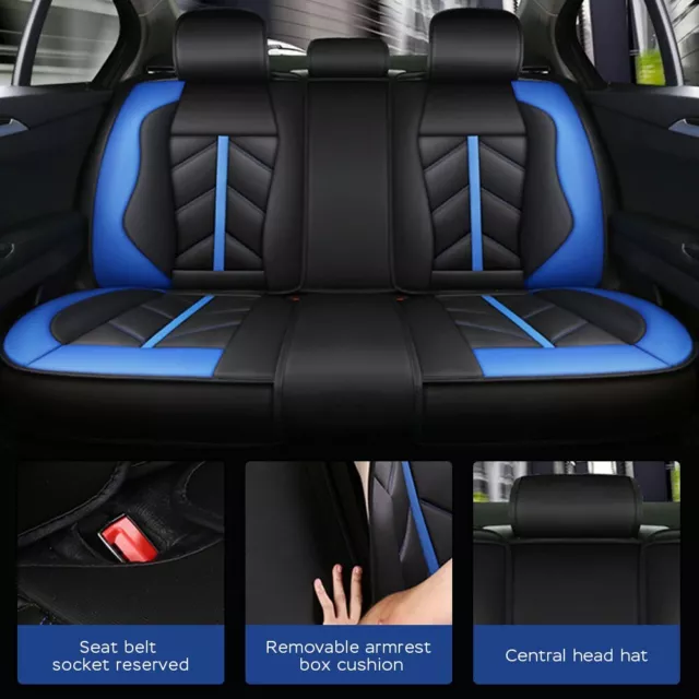 Car Seat Covers 5-Seats Set for Hummer Leather Protection Cushion Blue typAA 3