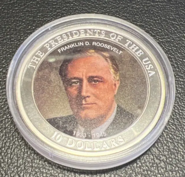 Franklin D. Roosevelt Mint Us Presidents In Color Silverplated Coin #80 Low!!