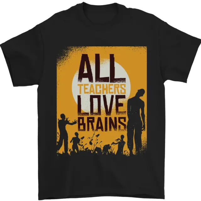 Zombie Insegnante Love Cervelli Halloween Divertente Uomo T-Shirt 100% Cotone