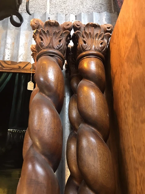 Four French Style Carved Barley Twist Columns Architectural