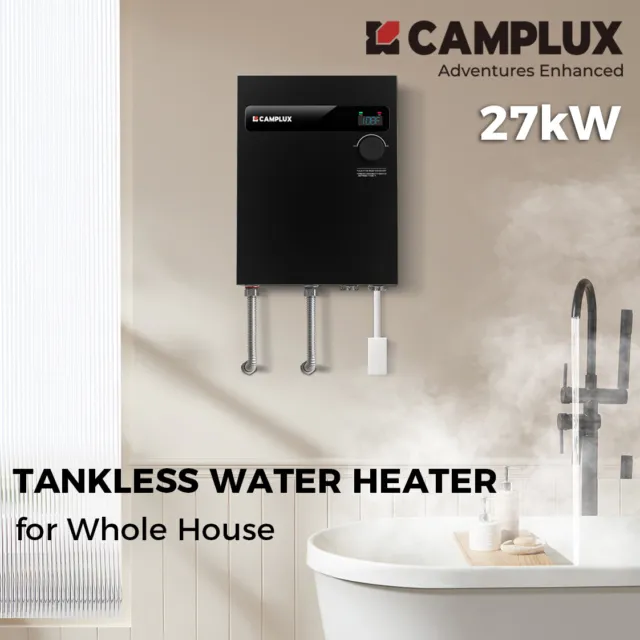 CAMPLUX Instant Hot Water Heater 27KW 240V Electric Whole House On Demand Boiler