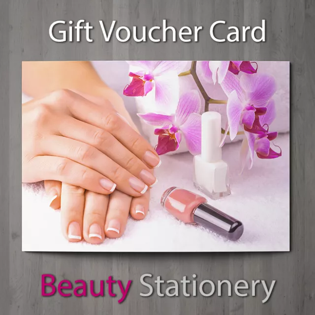 Gift Voucher Beauty Salon Blank Card Coupon Nail Pedicure Manicure Gel A7 + Env.