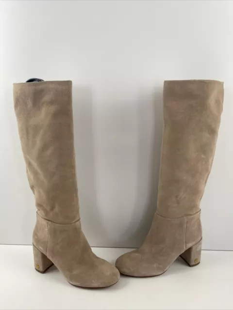 NEW TORY BURCH BROOKE SLOUCHY BOOTS Dust Storm Leather Grey Beige Shoes   £ - PicClick UK