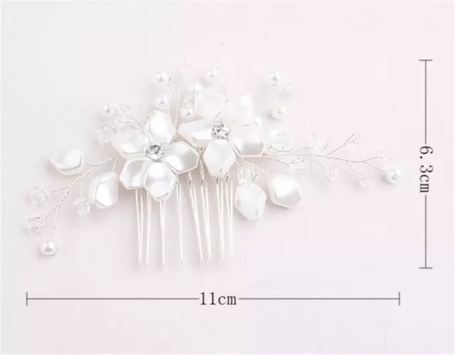 Beaded Hair Comb Pearls Wedding Gown Headdress Crystal Bridal Dress Accessories 3