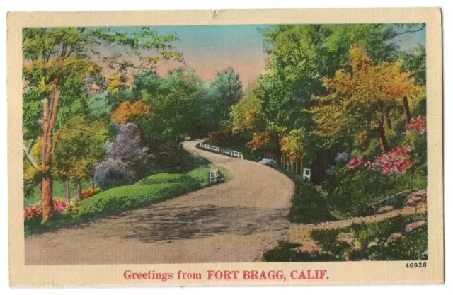 1948 Postcard Fort Bragg California CA Greetings Garden Posted Linen