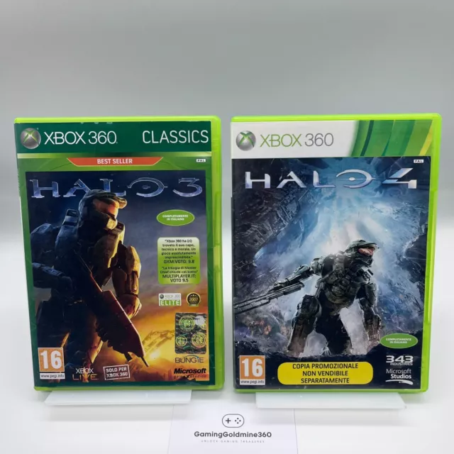 Lotto HALO 3 + HALO 4 Xbox 360 PAL Italiano COMPLETO Microsoft Xbox360 OTTIMI