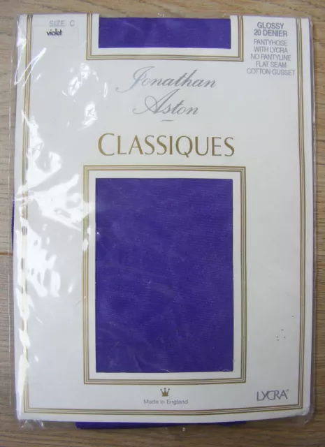 Vintage 1990s Jonathan Aston Violet Sheer-to-Waist Shiny/Glossy Tights Sz Large