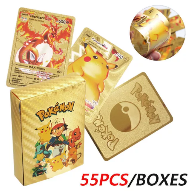 55 Stk für Pokemon Karten Sammlung Bundle Metall Gold Mint Vmax GX Mega Deutsch 3