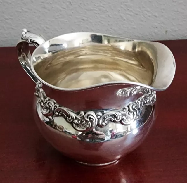 Vintage Gorham A116 1/2 Pint Sterling Silver Floral Jug. 150.60Grs