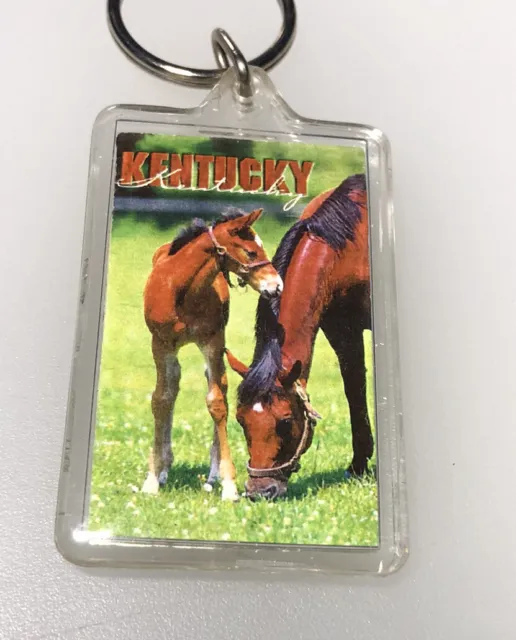 Vintage Kentucky Horses Racing Outdoors Bluegrass Keychain Key Ring Chain Fob
