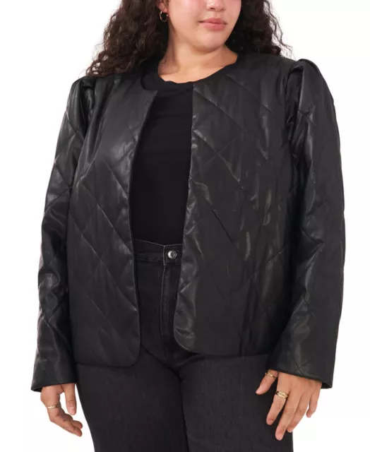 Vince Camuto Women's Plus Size Quilted Faux-Leather Jacket