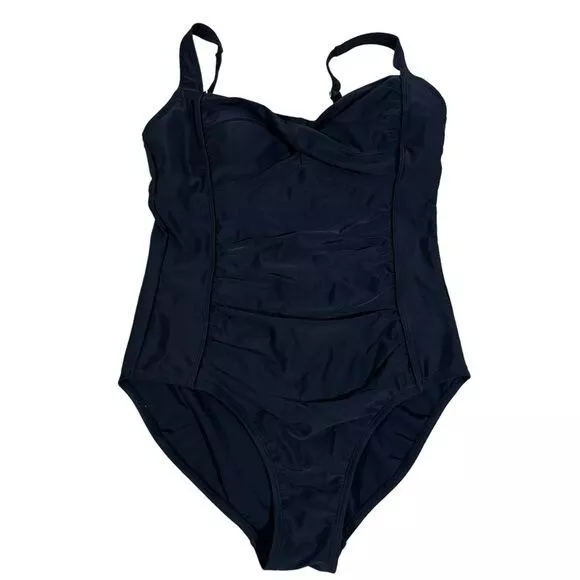 NWT Merona Swimsuit One Piece Rouched Black Size Large