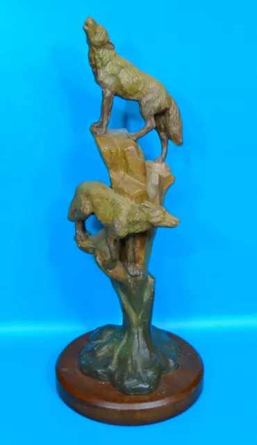 Starlite Creations Primal Visions Moon Howling Wolves Sculpture Moonlight Vision