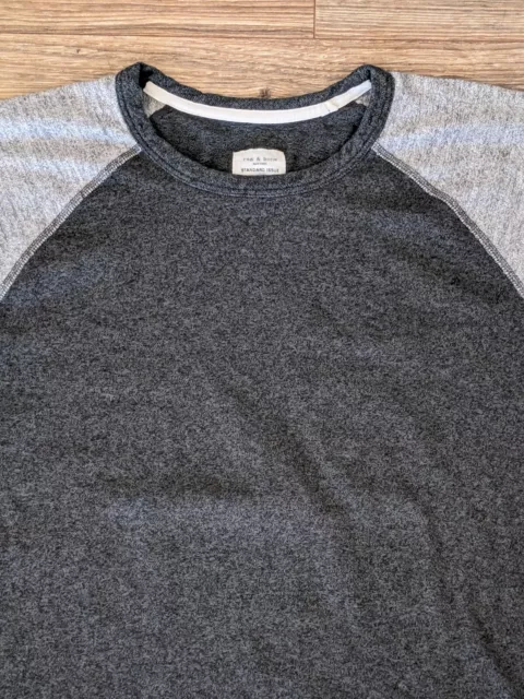 Rag & Bone Shirt Mens Standard Issue Gray Charcoal Raglan LS Baseball Tee XL EUC 2