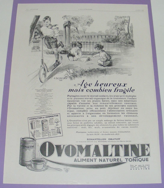 PUBLICITE ADVERTISING 1960 OVOMALTINE café ou chocolat? petit