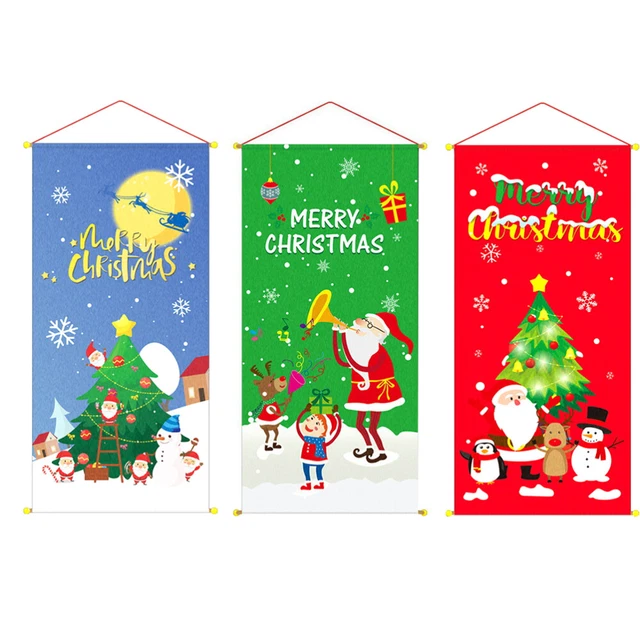 3 piezas Bandera de Navidad De Tela Adornos de Navidad Goblincore Decoración De Habitación Ventana