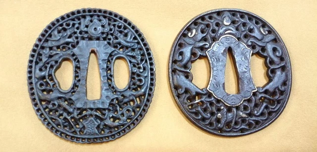 Antique TSUBA Katana Japanese Samurai Sword Guard Parts Koshirae #848