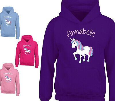 Girls Personalised Unicorn Hoody Childrens Kids Boys Hoodie Sweatshirt Top Gift