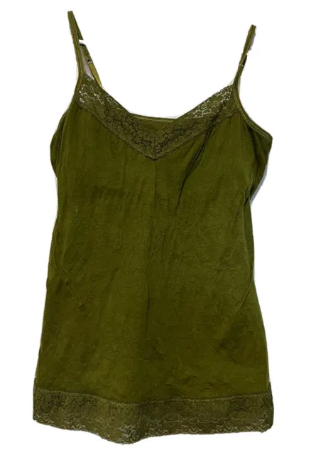 Womens Camisole Tank Top with Lace Trim Size XL Green Willow Bay