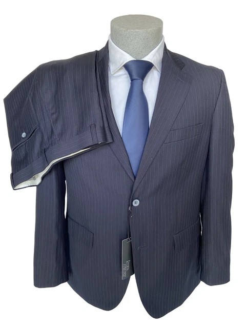 Abito uomo REGINA SCHRECKER, blu scuro gessato DROP 6 in misto Lana, sconto 70%.