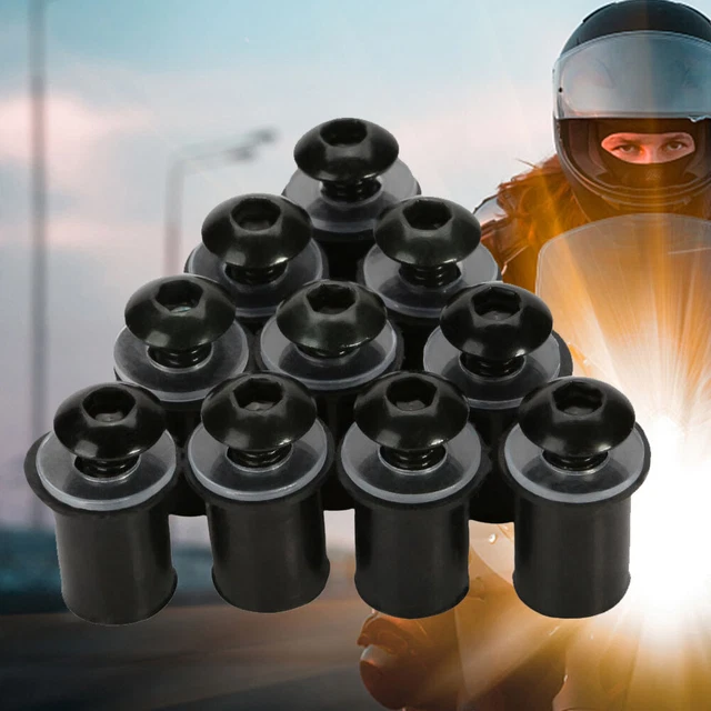 10pcs 5mm/0.20in Motorcycle Windscreen Windshield Bolt Screw Kit (Black)